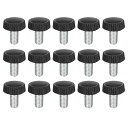 15個入り M6x12mm のネジ山付きニードルネジ 亜鉛メッキカーボン鋼製のクランピングノブ プラスチック製の丸い頭部のサムスクリュー クイックリムーブネジク...