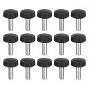15個入り M5x14mm のネジ山付きニュル付きサムネジ 亜鉛メッキカーボン鋼製のクランピングノブ プラスチック製の丸い頭のサムネジ クイックリムーブネジクラ...