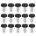 15個入り M6x16mm のネジ山付きニードルネジ 亜鉛メッキカーボン鋼製のクランピングノブ プラスチック製の丸い頭のサムスクリュー クイックリムーブネジクラ...