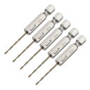 4個セット 高速鋼六角シャンクねじれドリルビット 1.5mm ドリル径 1/4インチ 六角シャンク 全長60mm