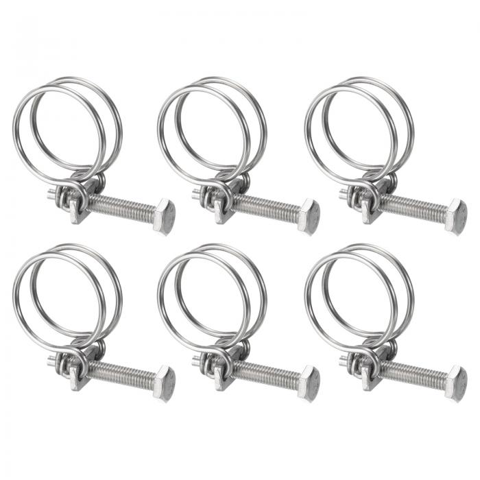 6個入り ダブルワイヤーホースクランプ 34-38mm 調整可能なステンレススチールワイヤーホースクリップ M8ボルト付き ダストコレクションホース ポンプホース パイプ用