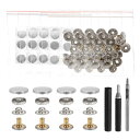 24セット レザースナップファスナーキット17mmメタルスナップボタンプレススタッズレザーリベットスナップ3つ セッターツール付き服ジャケットジーンズバッグ用 シルバートーン