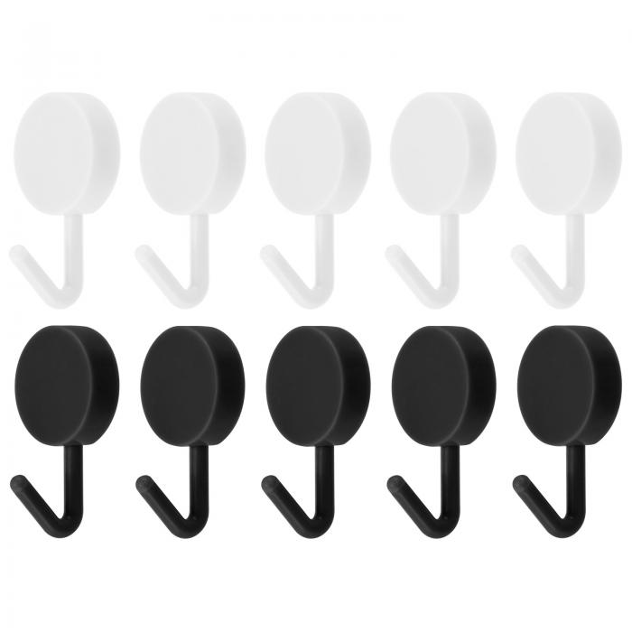 タオルフック 10個セット ステンレス製壁掛けフック/粘着フック キッチン ドア キャビネット バスルーム 玄関 廊下 寝室用 装飾フック(黒とホワイト)