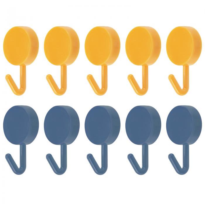 タオルフック 10個セット ステンレス製壁掛けフック/粘着フック キッチン ドア キャビネット バスルーム 玄関 廊下 寝室用 装飾フック(青・黄色)