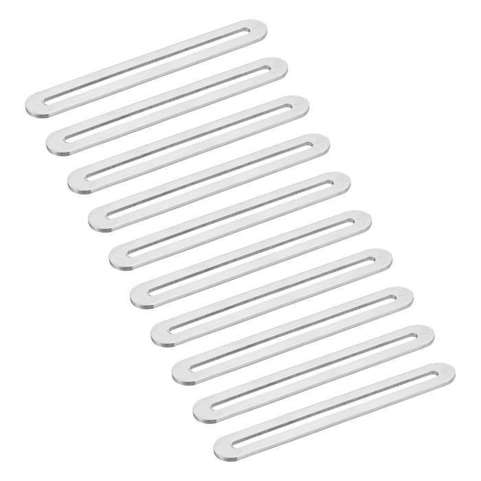 スロット付き調整可能なフラットメンディングプレートサポート10個セット 木製家具用6.1 x 0.75インチステンレススチールスロットストレートブレースブ ラケット シルバー