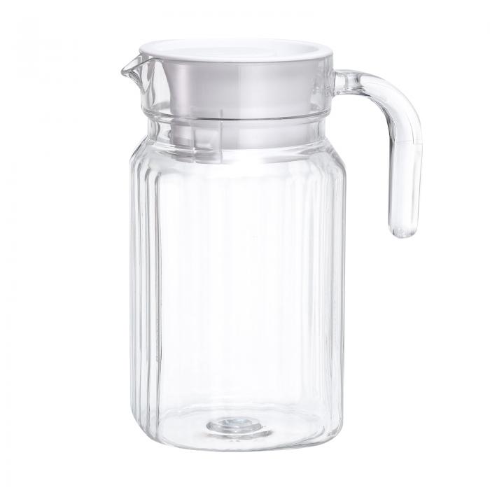 20.3オンス アクリルピッチャー（蓋付き）透明なジュースピッチャー ハンドル付き 水差し コーヒー 紅..