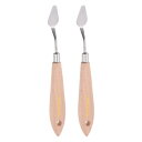 2個セット No.2 絵 具パレット刀 ステンレススチール 尖ったスパチュラパレット刀 ブナ 木 ハンドル付き オイル・アクリル絵 具 キャンバス 混合・広げる...