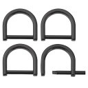 Dリングねじ込みシャックル 4個セット 0.75インチ 亜鉛合金製 馬蹄形 U字型Dリングバックル 財布DIYレザークラフトキーチェーン用 黒