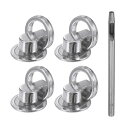 4個入り メタルスタッズリベット 直径10mm Dリングボタンリベット 3.5mm レザーホールパンチ付き シルバートーン