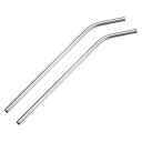 再利用可能金属ストロー 曲がった飲みストロー 2個入り ステンレススチール 266 mm x 8 mm ミルクシェイク用 飲料用 ジュース用 シルバー