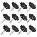12個セット M5 x 25mm スターノブ プラスチック製の六角形クランピングノブネジ 手で締める交換用ノブ 傘ベースの交換ノブ