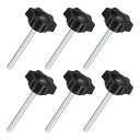 6個セット M6 x 60mm スターノブ プラスチック製の六角形クランピングノブネジ 手で締める交換用ノブ 傘ベースの交換ノブ