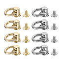 DIYレザークラフトバッグストラップ用のDリングスタッドスクリューリベット付きボールポストヘッドボタンスタッド 金トーン シルバートーン 8個セット