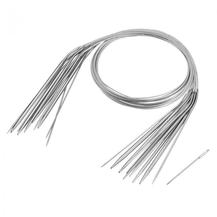 丸編み針 ステンレス鋼 ダブルポインテッド メタル編み針セット セーターブ ランケットスカーフの作成用 長さ65 cm 6-16 mm 11個