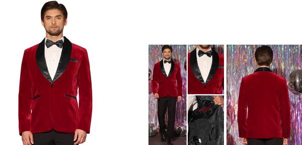 Lars Amadeus ジャケット タキシード スーツ ショール ラペル ブレザー 長袖 大きサイズ 結婚式 パーティー ベルベット メンズ ダークレッド XL