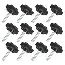 12個セット M5 x 30mm スターノブ プラスチック製の六角形クランピングノブネジ 手で締めるための交換ノブ 傘ベースの交換ノブ用
