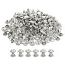 200個 シルバーラインストーンリベット 7mm/0.28" 革工芸リベット 水晶リベット メタルダブルキャップラインストーンスタッドリベット DIY革クラフト作り 財布 衣類 靴 ベルトに適用
