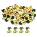 100個入りの金色緑ラインストーンリベット 6mm/0.24