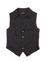 Allegra K 格子縞チョッキ ヴィンテージベスト ノッチ付き ラペルカラー シングルブレスト レディース グレーブルー L