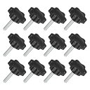12個セット M4 x 20mm スター ノブ プラスチック製 六角形 クランピング ノブ スクリュー 手で締める 交換用ノブ 傘ベース 交換ノブ