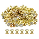200個 ピカピカラインストーンリベット 8mm/0.31" 革工芸リベット 水晶リベット メタルダブルキャップラインストーンスタッドリベット DIY革クラフト作り 財布 衣類 靴 ベルトに適用