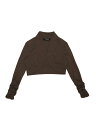 Allegra K クロップドカーディガン ボレロ シュラッグ エレガント シャーリング 長袖 オープンフロント レディース ダークグレー M