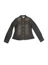 Allegra K デニムジャケット クラシック スタンドカラー ロングスリーブ 胸ポケット付き ジーンズ レディース ブラック M