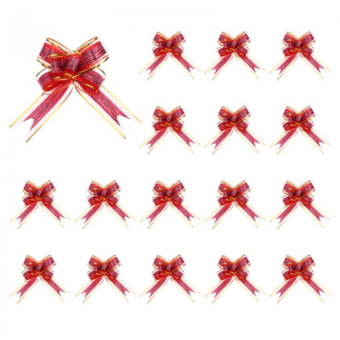 プルボウ 大きな単層リボン ギフトリボン ギフトラッピング ギフトバスケットの装飾 ウェディングパーティー 誕生日 花屋の包装と装飾用 ワインレッド 幅15 cm 50個