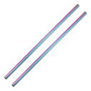 再利用可能金属ストロー ストレート飲みストロー 2個入り ステンレススチール 266 mm x 8 mm ミルクシェイク用 飲料用 ジュース用 レインボーカラー