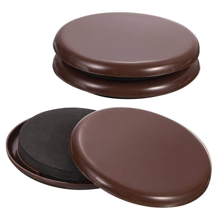 家具スライダー 4個セット 3.5" - プラスチック製の取り外し可能で再利用可能な丸いスライディングパッド カーペット タイル ビニール ハードウッドフロア用のデュアルパーパスチェアグライド(茶色)