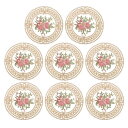 ファブリックコースター ポリエステルかぎ針編みコースター ラウンドレース刺繍カップクッション 花柄付き ウェディングパーティーの装飾用 キャメル 120 mm ...