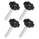 4個セット M8 x 50mm スターノブ プラスチック製の六角形クランピングノブネジ 手で締めるための交換ノブ 傘ベースの交換ノブ
