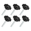 6個セット M6 x 40mm スターノブ プラスチック製の六角形クランピングノブネジ 手で締める交換用ノブ 傘ベースの交換ノブ