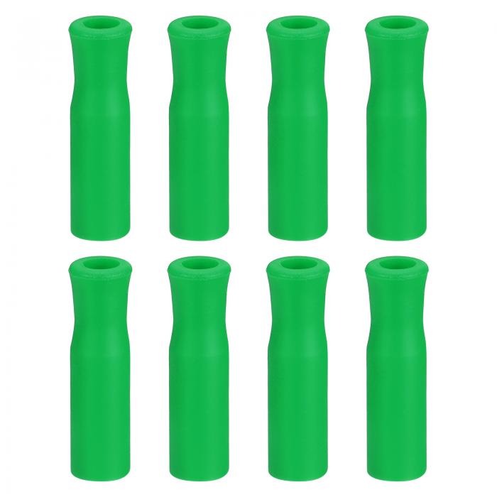 シリコンストローチップ 金属ストローカバー 柔らかい 再利用可能 ストローチップ 6 mm外径用 ステンレスストロー 8個 緑