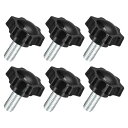 6個セット M10 x 20mm スターノブ プラスチック製の六角形クランピングノブネジ 手で締める交換用ノブ 傘ベースの交換ノブ