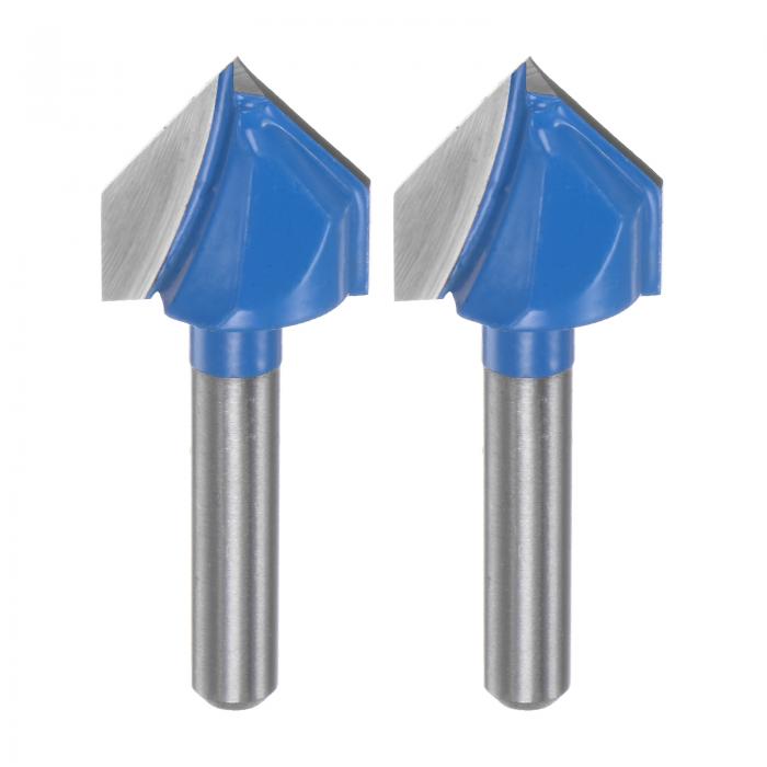 木工・大工・彫刻・エッジトリマーカッターツール用の直径0.7" シャンク1/4"のV型エンドミルカーバイド..