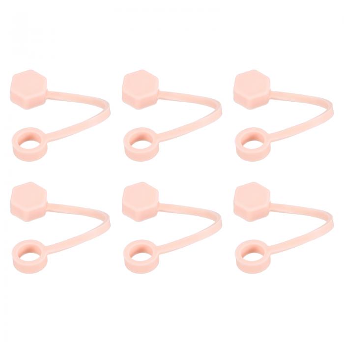 シリコンストローカバーキャップ 9 mmタンブ ラー カップ用 再利用可能 ストロー蓋アクセサリー 防塵 漏れ防止 ピンク 6個