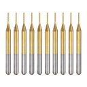 10個セット 0.9mm チタンコートカーバイドエンドミル 彫刻フライスカッター CNCルータービット PCBマシン用 1/8