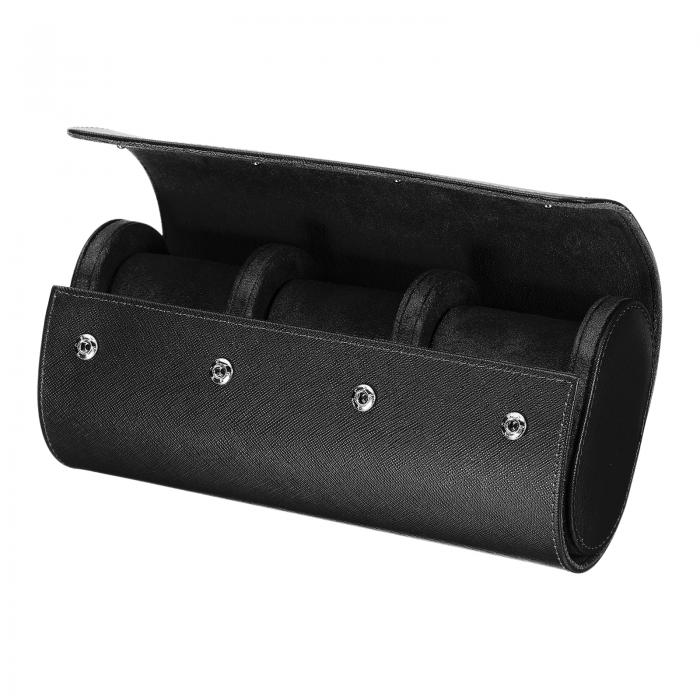 メンズとレディース用のポータブルレザーウォッチケース、3スロットのウォッチロールトラベルケース。..