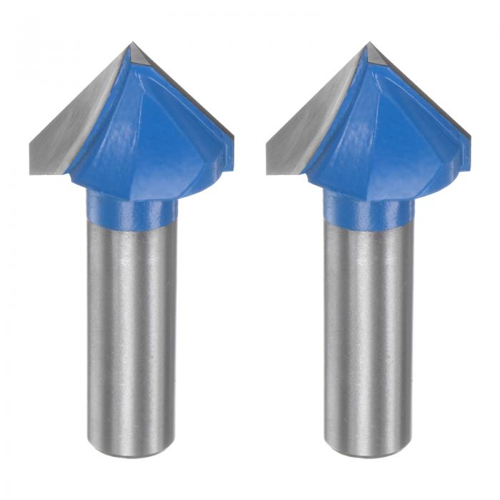 2個セット ルータービット 1.1"直径 1/2"シャンク 90度V型エンドミル カーバイド製 木工 大工 彫刻 エ..