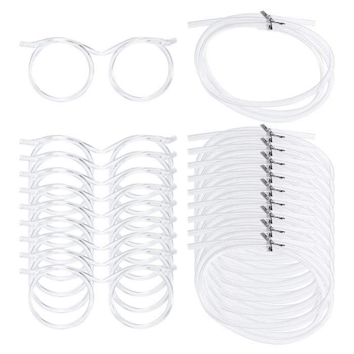 メガネストロー ファニーストロー プラスチックストロー 再利用可能 ラウンド 誕生日パーティー装飾 透..