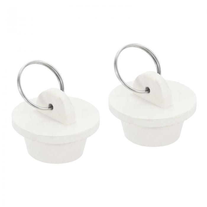 ハンギングリング付きゴム製排水栓2個セット 7/8"から1"に適合 バスタブ キッチン 浴室用ゴム製シンクストッパー ホワイト