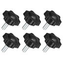 6個セット M8 x 20mm スターノブ プラスチック製の六角形クランピングノブネジ 手で締める交換用ノブ 傘ベースの交換ノブ