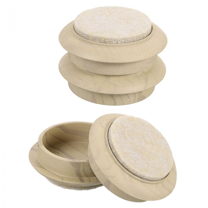 滑り止め家具パッド 4個セット 44mm - フェルト製家具足カップ 丸い家具脚保護カップ ハードウッドフロア用スライダー(ライトウッドグレイン)