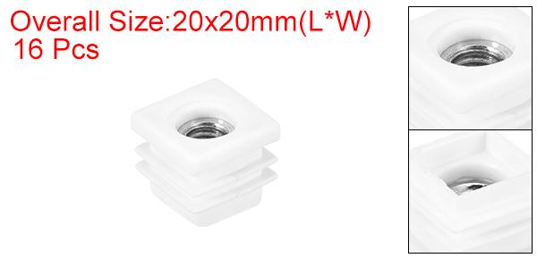スクエアチューブ 16個セット 20 x 20mm - M8スレッド付きPPチェアカバー 家具脚用...
