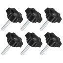 6個セット M6 x 30mm スターノブ プラスチック製の六角形クランピングノブネジ 手で締める交換用ノブ 傘ベースの交換ノブ