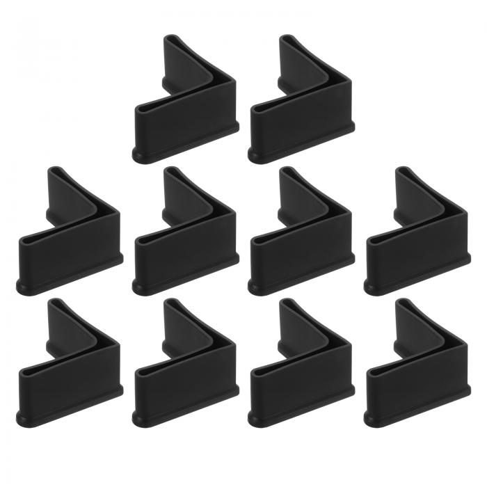 10個セット L字型脚パッド 1.57" x 1.57"(40 x 40mm)家具脚カバープロテクター L字型PVC家具アングルアイアンキャップ 黒色