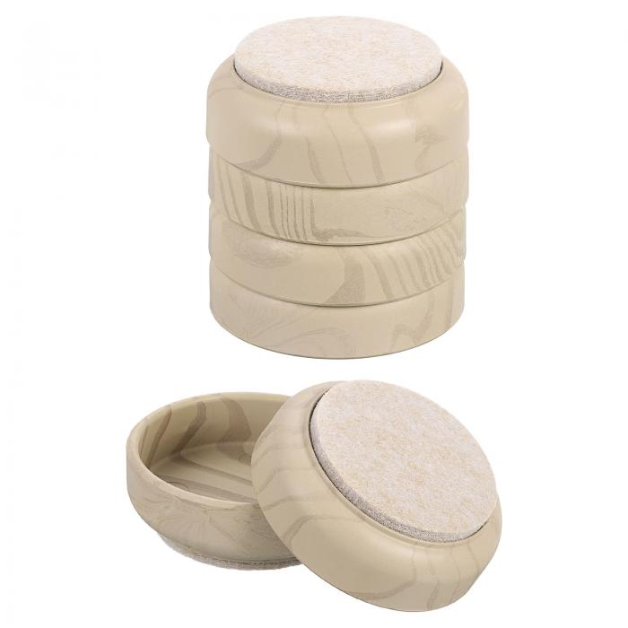 滑り止め家具パッド 8個セット 60mm - フェルト製家具足カップ 丸い家具脚保護カップ ハードウッドフロア用スライダー(ライトウッドグレイン)