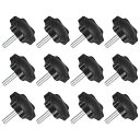 12個セット M5 x 20mm スターノブ プラスチック製の六角形クランピングノブネジ 手で締める交換用ノブ 傘ベースの交換ノブ