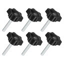 6個セット M6 x 35mm スターノブ プラスチック製の六角形クランピングノブネジ 手で締める交換用ノブ 傘ベースの交換ノブ